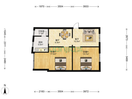 冶金路1号 2室2厅1卫 62平方