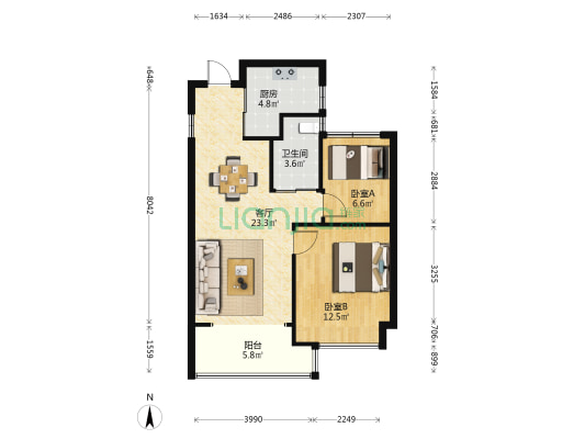 恒威·鸣凤府 2室1厅1卫 75平方