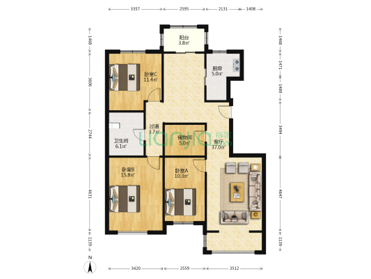吉畅园 3室1厅1卫 127平方