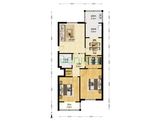 育翠苑 3室2厅1卫 103平方