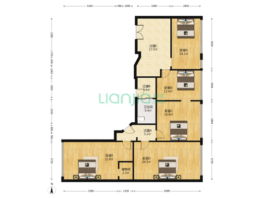 尚林商厦 5室0厅1卫 140平方