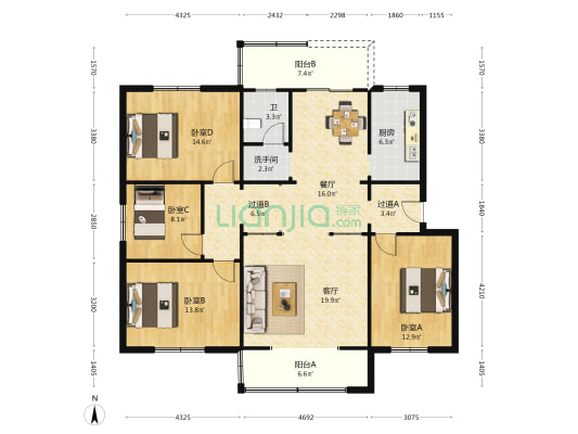 武阳中路191号 4室2厅2卫 137平方