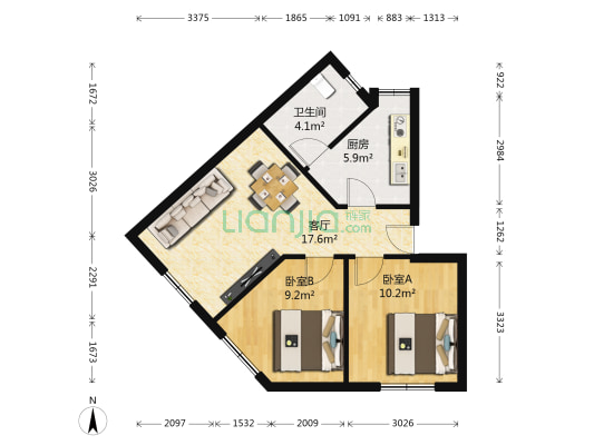 北碚北京路小区 2室1厅1卫 67平方