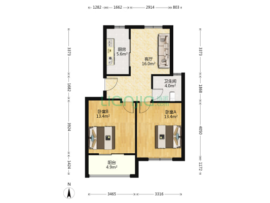 世新家园 2室1厅1卫 75平方