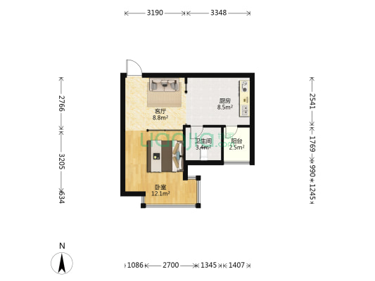 三江信州府 1室1厅1卫 44平方