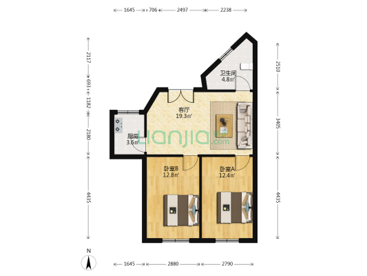 汉阳大街83号 2室1厅1卫 69平方