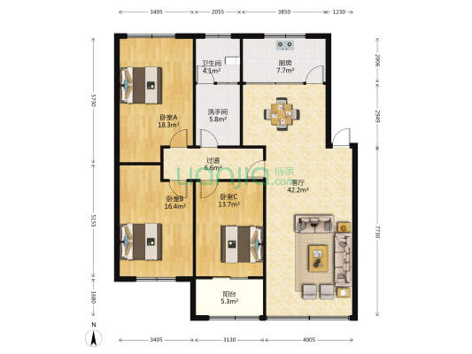 河道管理局家属院 3室1厅2卫 133平方