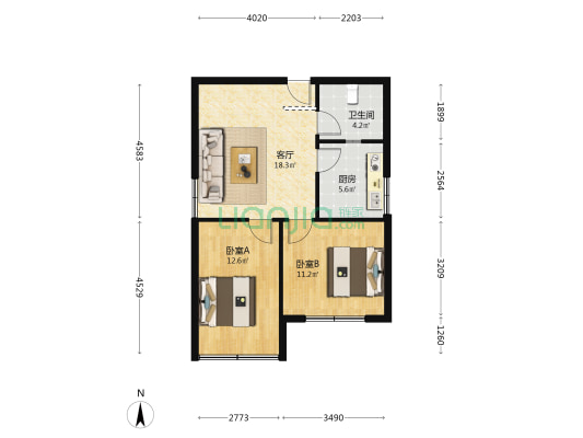 祥和苑小区 2室1厅1卫 63平方