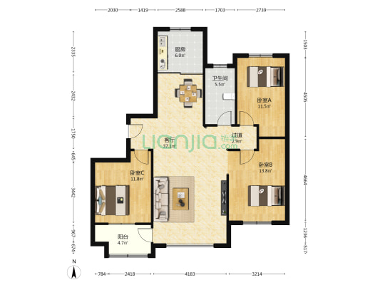 麻营社区 3室1厅1卫 132平方