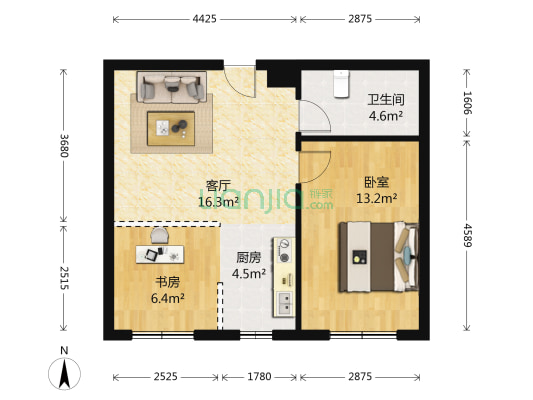 绿景馨苑 2室1厅1卫 57平方