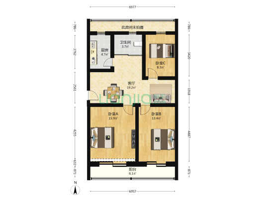 羊坊店西路12号院 3室1厅1卫 85平方