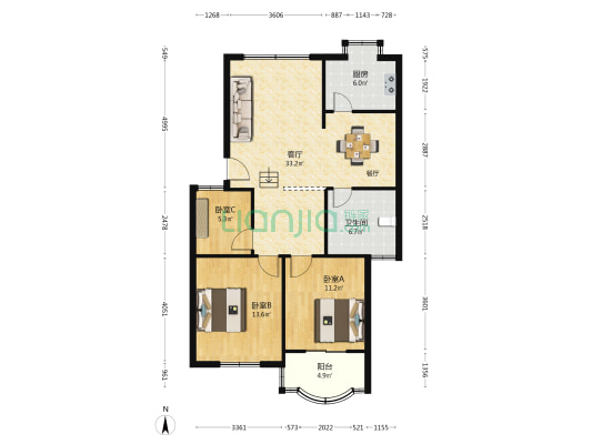 建管站宿舍小区 3室1厅1卫 98平方