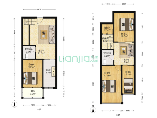 锦宏骏苑北区 4室2厅2卫 120平方
