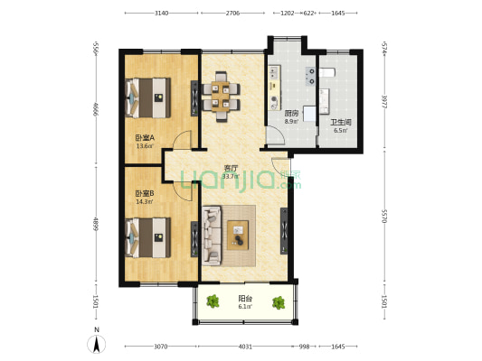 长征东路 2室1厅1卫 97平方