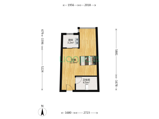苹果都市 1室0厅1卫 43平方