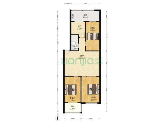 安廣小區 3室2厅1卫 97平方