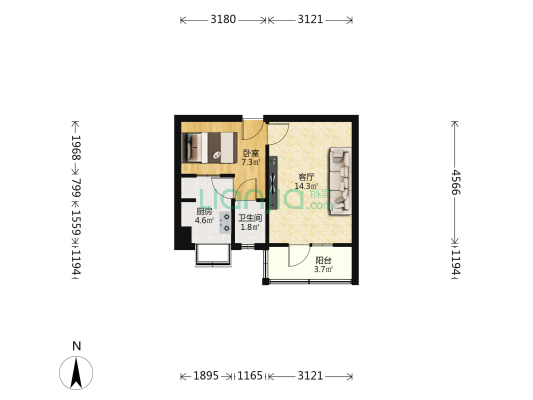 兰铁福苑小区 1室1厅1卫 30平方