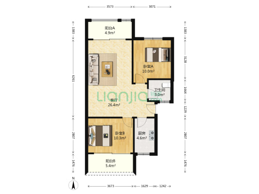 芙蓉苑六期 2室1厅1卫 78平方