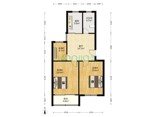 天鹤二村 3室1厅1卫 85平方