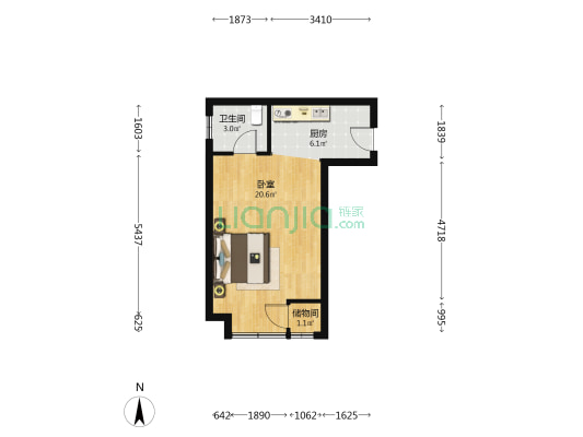 御乐汇 1室0厅1卫 55平方