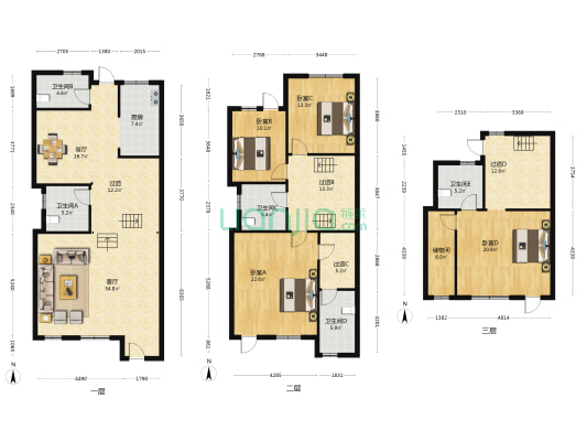紫郡山庄 4室2厅5卫 231平方