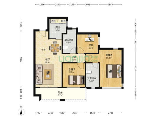 越秀建发玺樾 3室1厅2卫 89平方
