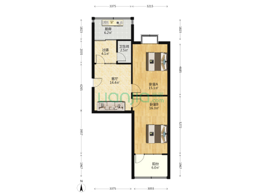 文化东路38-1号 2室1厅1卫 75平方