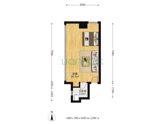 融通大厦 1室0厅1卫 55平方