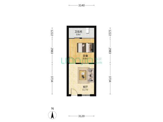 景云村小区 1室1厅1卫 41平方