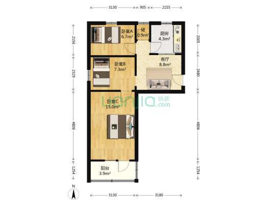 配件楼 3室1厅0卫 59平方