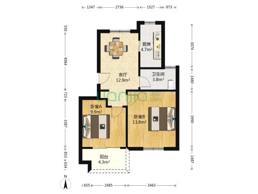 广聚公寓 2室1厅1卫 64平方
