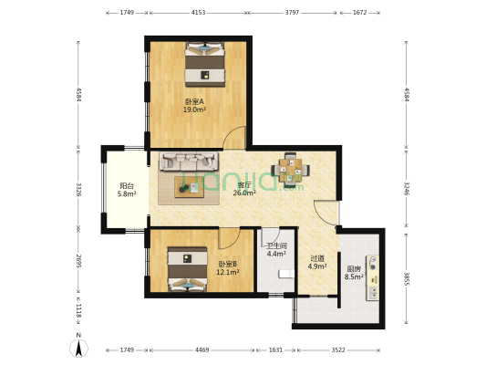 宏源公寓 2室1厅1卫 108平方