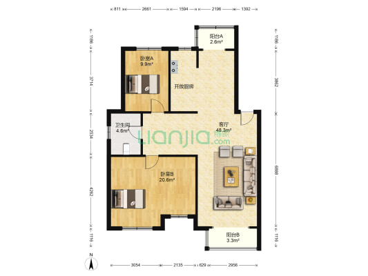 沈铁建东佳园 2室1厅1卫 114平方