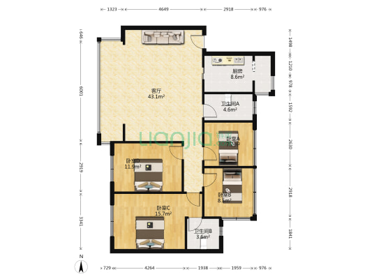 碧桂园海德ONE99 1室1厅1卫 43平方