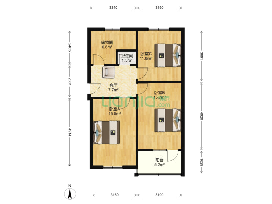 上官巷5号院 3室1厅1卫 87平方