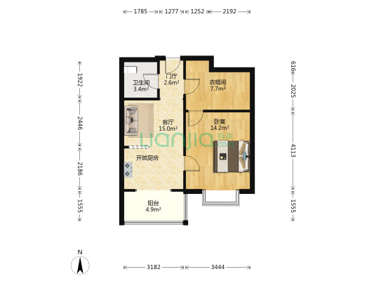 学府怡园 1室1厅1卫 68平方