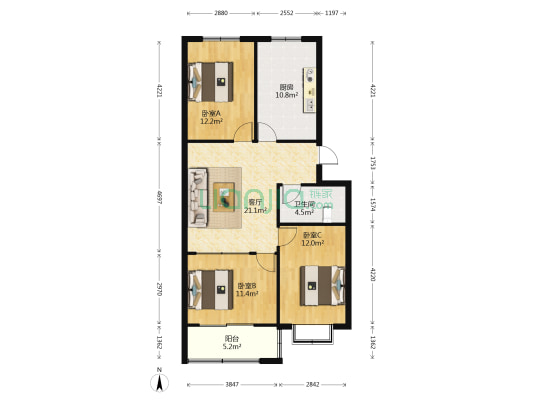 贵和学府 3室1厅1卫 103平方