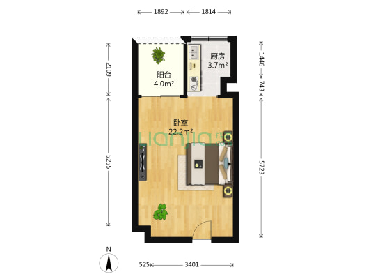 源上湾万融城二期 1室0厅0卫 40平方