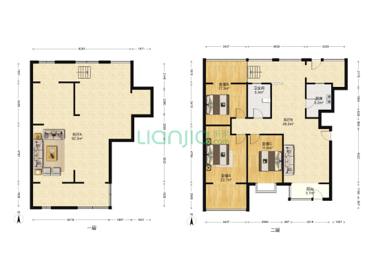 福源九方 3室2厅1卫 194平方