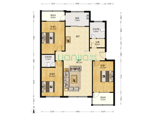 杏苑小区(高新技术产业开发区) 3室1厅2卫 150平方