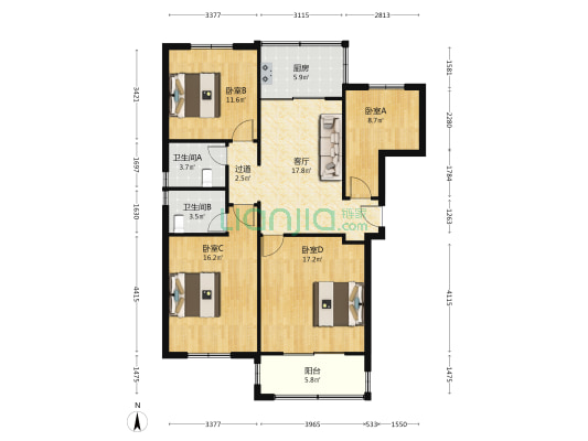 金玉和苑 4室1厅2卫 135平方