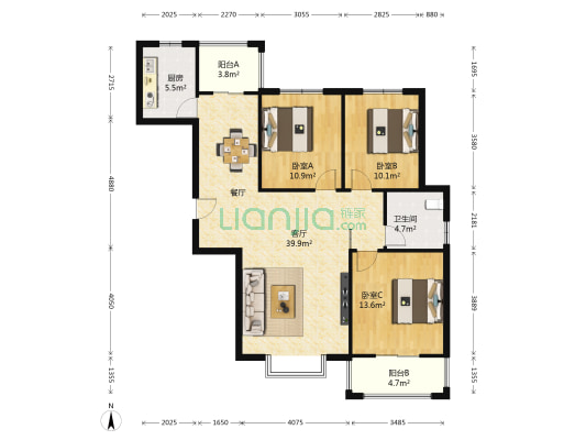 天怡佳苑二期 3室1厅1卫 115平方