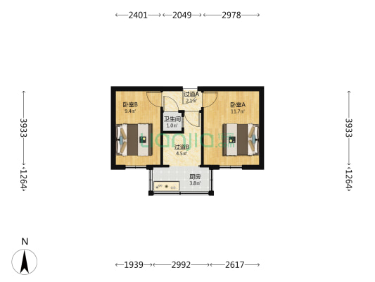 西安焦化老南区小区 2室0厅1卫 40平方