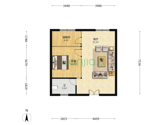 长宏大厦 1室1厅1卫 79平方