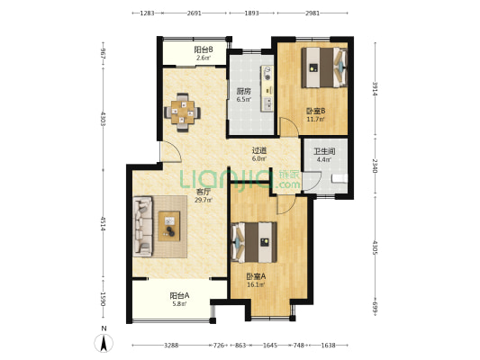 新月丽苑 2室1厅1卫 98平方