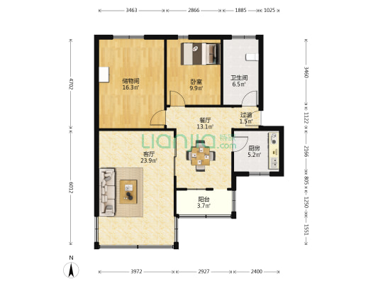 西航港新街53号 1室2厅1卫 95平方