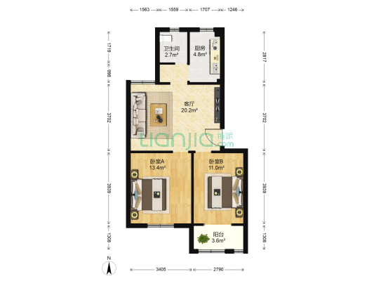 泉泰佳苑 2室1厅1卫 73平方