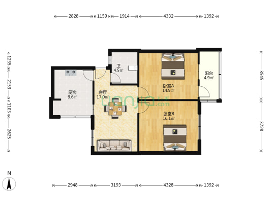 镇大路185号 2室1厅1卫 78平方