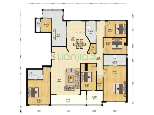 璟融府 5室2厅4卫 260平方