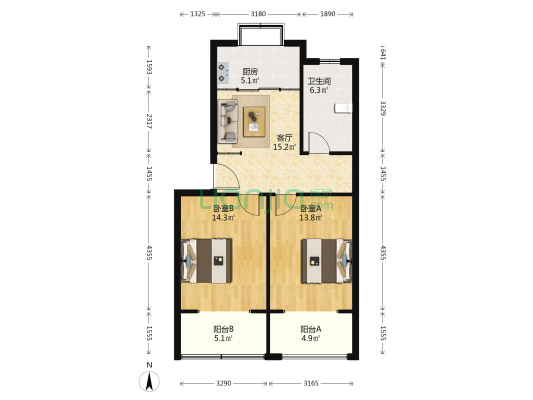 新怡花园 2室1厅1卫 78平方